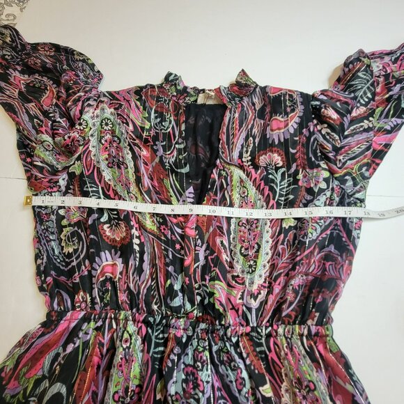 Elan Maxi Dress, Women S, Black Purple & White w/Gold Metallic, Paisley, EUC - Picture 8 of 12